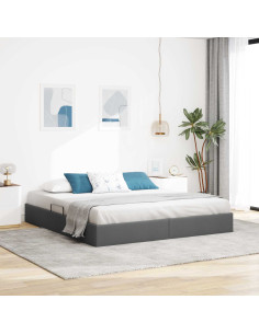 Letto ottomano Grigio scuro 160 x 200 cm Tessuto