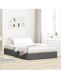 Letto ottomano Grigio scuro 120 x 190 cm Tessuto