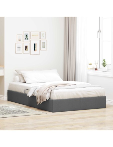 Letto ottomano Grigio scuro 120 x 190 cm Tessuto