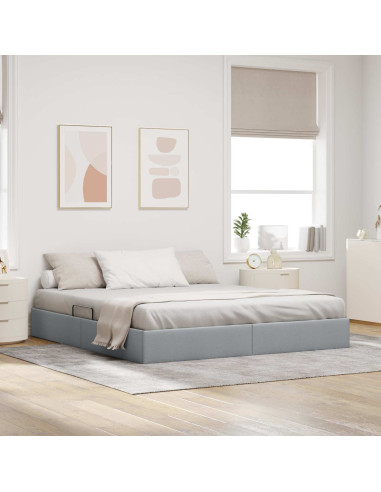 Letto ottomano Grigio chiaro 180 x 200 cm Tessuto