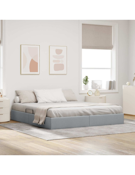 Letto ottomano Grigio chiaro 180 x 200 cm Tessuto