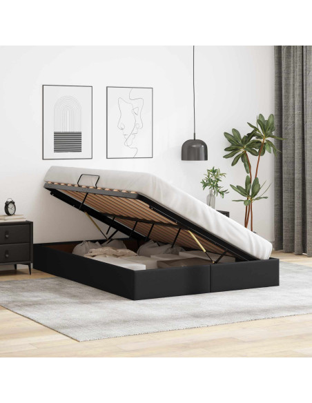 Letto ottomano Nero 140 x 200 cm Pelle Sintetica