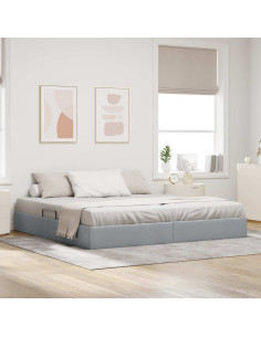 Letto ottomano Grigio chiaro 200 x 200 cm Tessuto