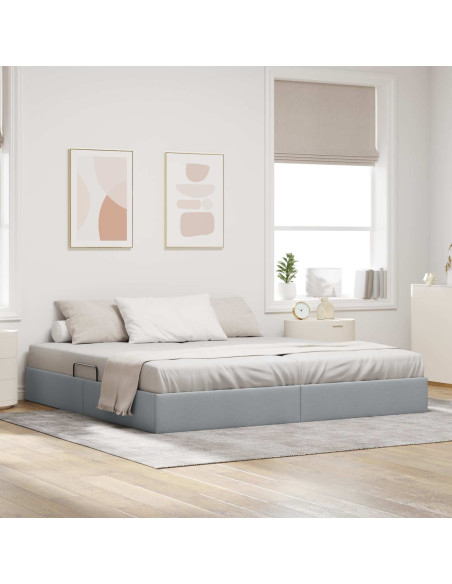 Letto ottomano Grigio chiaro 200 x 200 cm Tessuto
