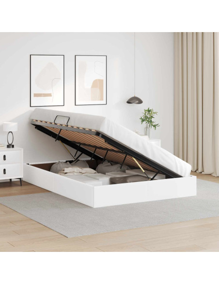 Letto ottomano Bianco Puro 140 x 200 cm Pelle Sintetica