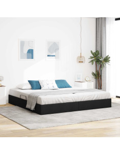 Letto ottomano con archiviazione Nero 200 x 200 cm Tessuto