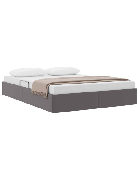Letto ottomano Grigio 140 x 200 cm Pelle Sintetica