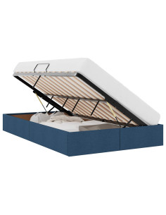 Letto ottomano con archiviazione Blu 120 x 200 cm Tessuto 2