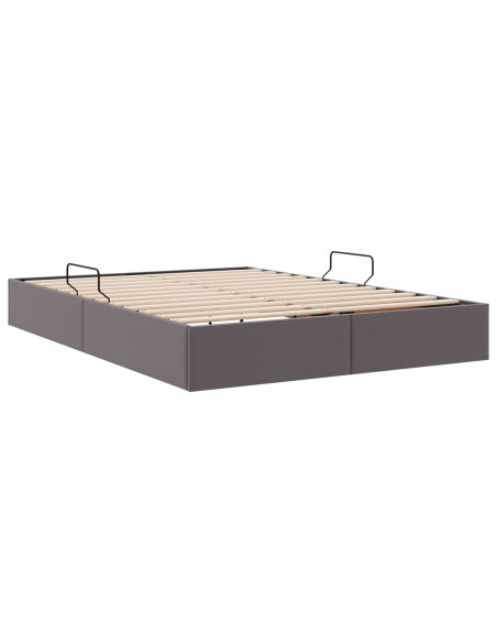 Letto ottomano Grigio 140 x 200 cm Pelle Sintetica
