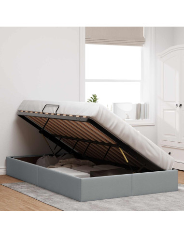 Letto ottomano Grigio chiaro 120 x 200 cm Tessuto
