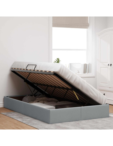 Letto ottomano Grigio chiaro 120 x 200 cm Tessuto
