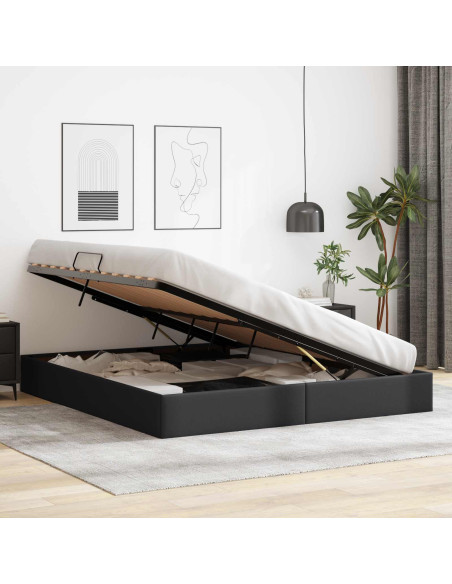 Letto ottomano Nero 160 x 200 cm Pelle Sintetica