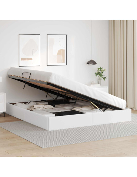 Letto ottomano Bianco Puro 160 x 200 cm Pelle Sintetica