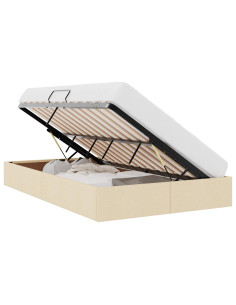 Letto ottomano con archiviazione Crema 120 x 200 cm Tessuto 2