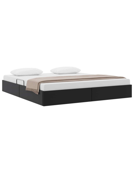 Letto ottomano Nero 180 x 200 cm Pelle Sintetica