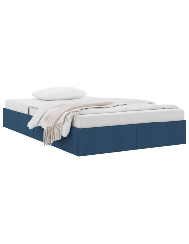 Letto ottomano con archiviazione Blu 120 x 200 cm Tessuto