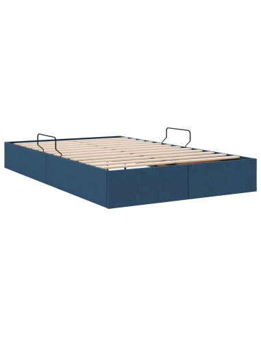 Letto ottomano con archiviazione Blu 120 x 200 cm Tessuto