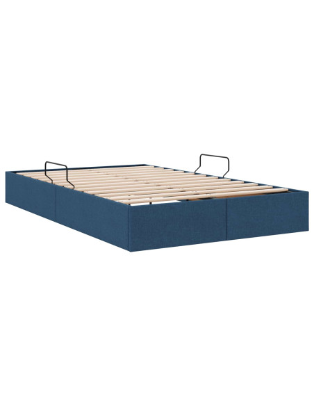 Letto ottomano con archiviazione Blu 120 x 200 cm Tessuto