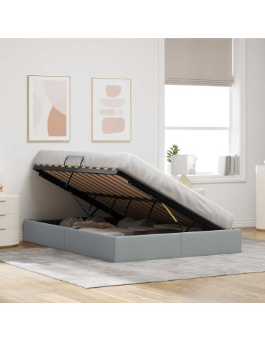 Letto ottomano Grigio chiaro 140 x 190 cm Tessuto