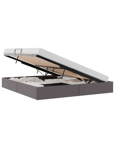 Letto ottomano Grigio 180 x 200 cm Pelle Sintetica