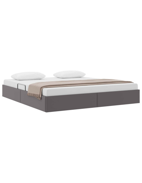 Letto ottomano Grigio 180 x 200 cm Pelle Sintetica