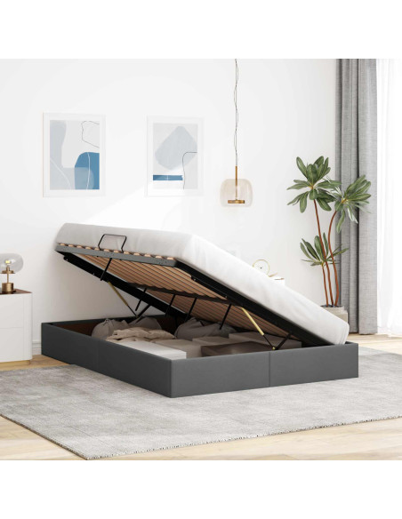 Letto ottomano Grigio scuro 140 x 190 cm Tessuto