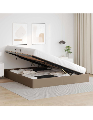 Letto ottomano Cappuccino 180 x 200 cm Pelle Sintetica