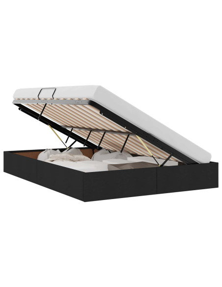 Letto ottomano con archiviazione Nero 140 x 190 cm Tessuto