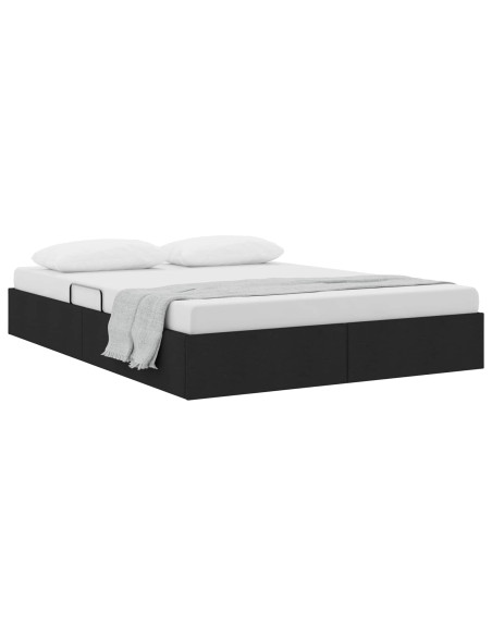 Letto ottomano con archiviazione Nero 140 x 190 cm Tessuto