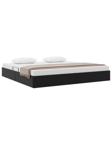 Letto ottomano Nero 200 x 200 cm Pelle Sintetica