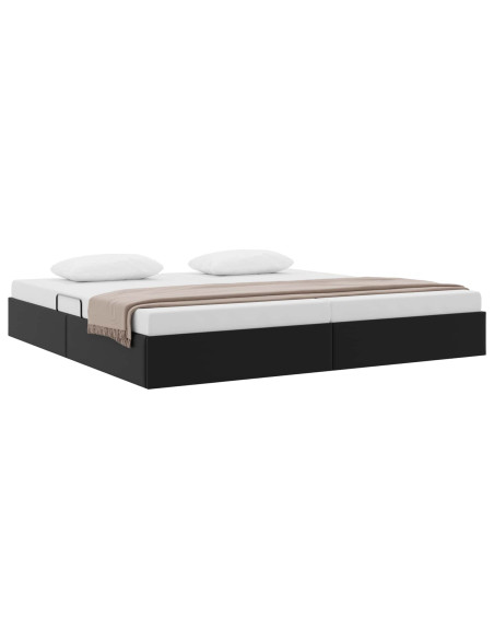 Letto ottomano Nero 200 x 200 cm Pelle Sintetica