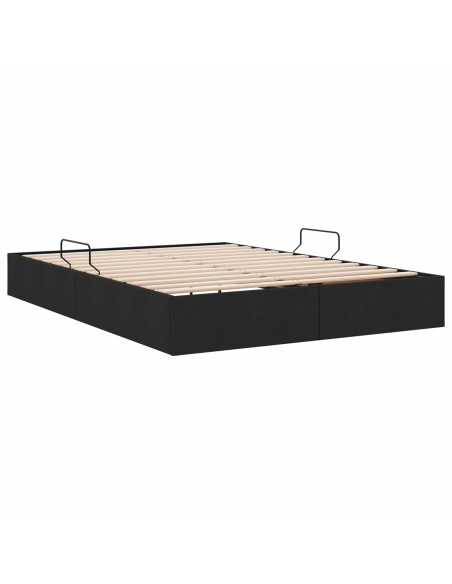 Letto ottomano con archiviazione Nero 140 x 190 cm Tessuto