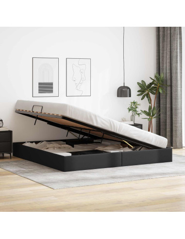 Letto ottomano Nero 200 x 200 cm Pelle Sintetica