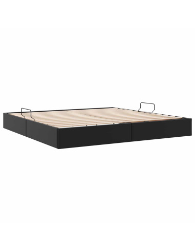 Letto ottomano Nero 200 x 200 cm Pelle Sintetica
