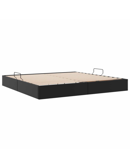 Letto ottomano Nero 200 x 200 cm Pelle Sintetica