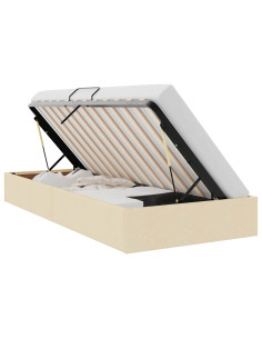Letto ottomano con archiviazione Crema 90 x 200 cm Tessuto 2