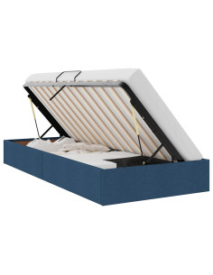Letto ottomano con archiviazione Blu 90 x 200 cm Tessuto 2
