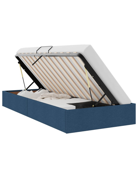Letto ottomano con archiviazione Blu 90 x 200 cm Tessuto