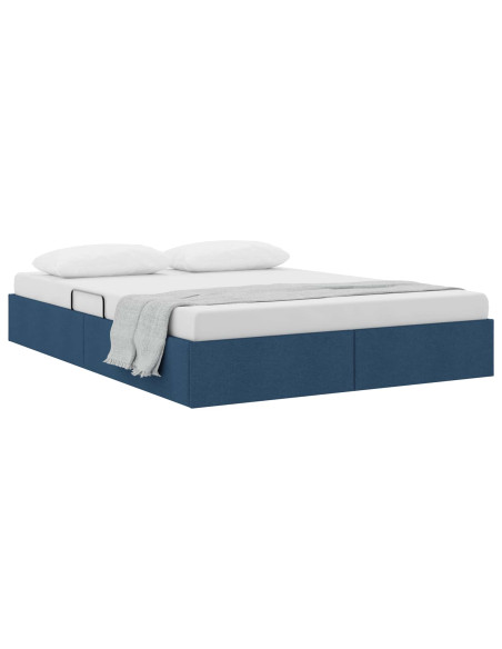 Letto ottomano con archiviazione Blu 140 x 190 cm Tessuto