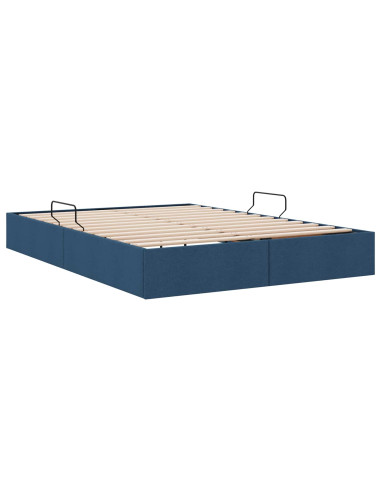 Letto ottomano con archiviazione Blu 140 x 190 cm Tessuto