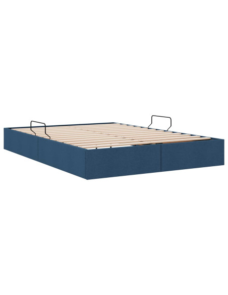 Letto ottomano con archiviazione Blu 140 x 190 cm Tessuto