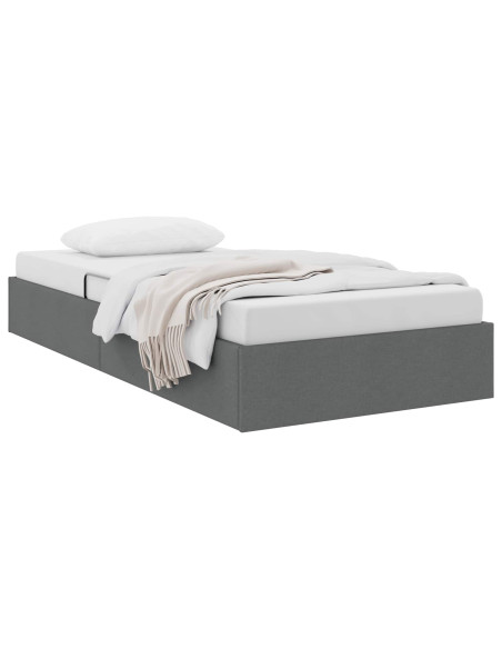 Letto ottomano Grigio scuro 100 x 200 cm Tessuto