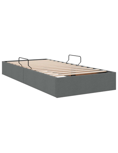 Letto ottomano Grigio scuro 100 x 200 cm Tessuto