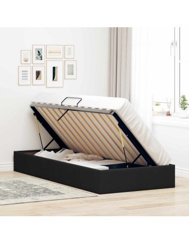 Letto ottomano con archiviazione Nero 100 x 200 cm Tessuto