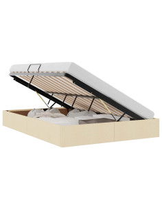 Letto ottomano con archiviazione Crema 140 x 200 cm Tessuto 2