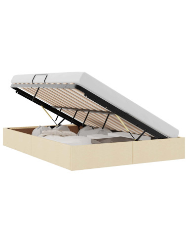 Letto ottomano con archiviazione Crema 140 x 200 cm Tessuto