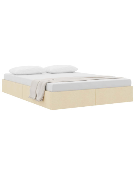 Letto ottomano con archiviazione Crema 140 x 200 cm Tessuto