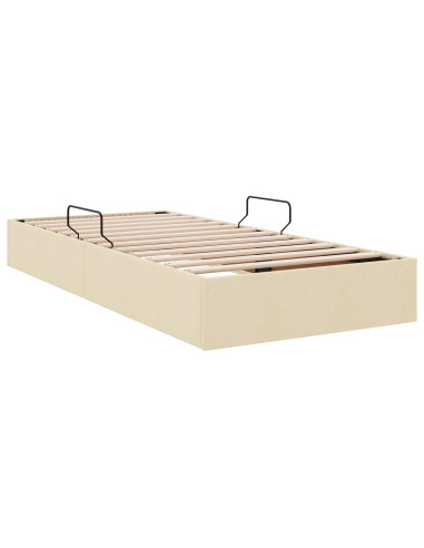 Letto ottomano con archiviazione Crema 100 x 200 cm Tessuto