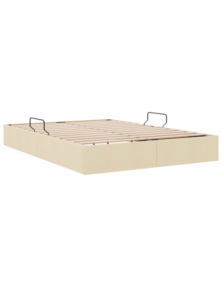 Letto ottomano con archiviazione Crema 140 x 200 cm Tessuto