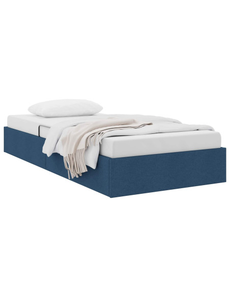 Letto ottomano con archiviazione Blu 100 x 200 cm Tessuto